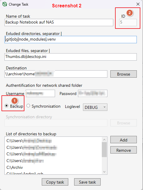 Erstellen Backup-Task